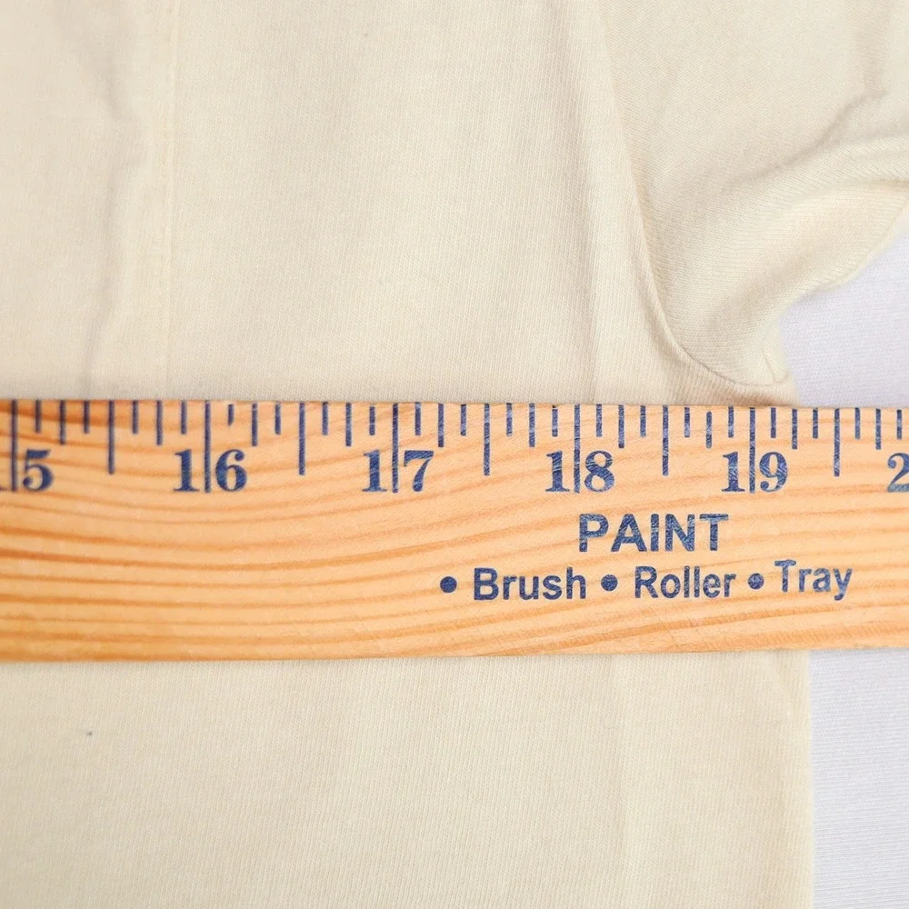 Vintage Polo Ralph Lauren Single Stitch Pocket Tee S Cream Made USA Cotton Pony - Picture 8 of 9